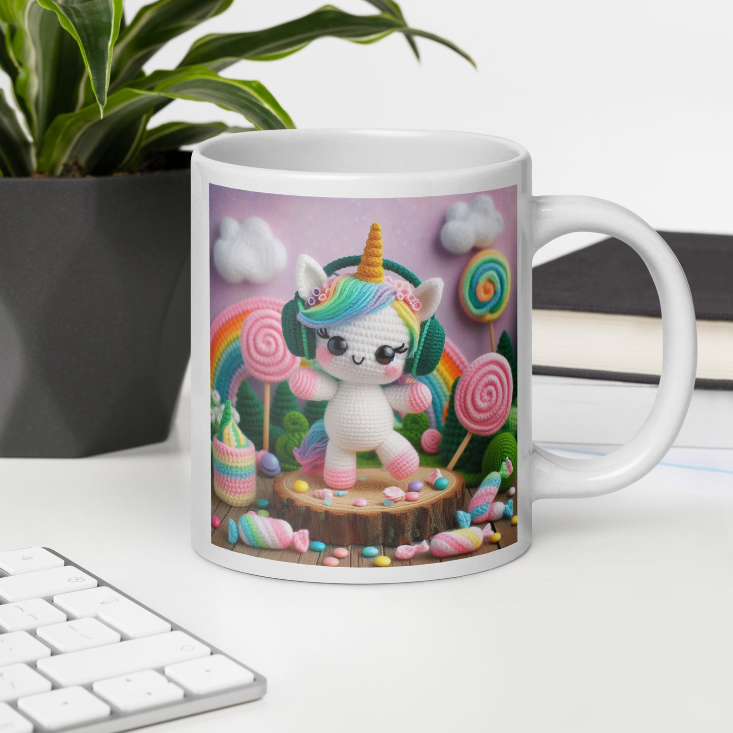 Crochet Unicorn #4 White glossy mug