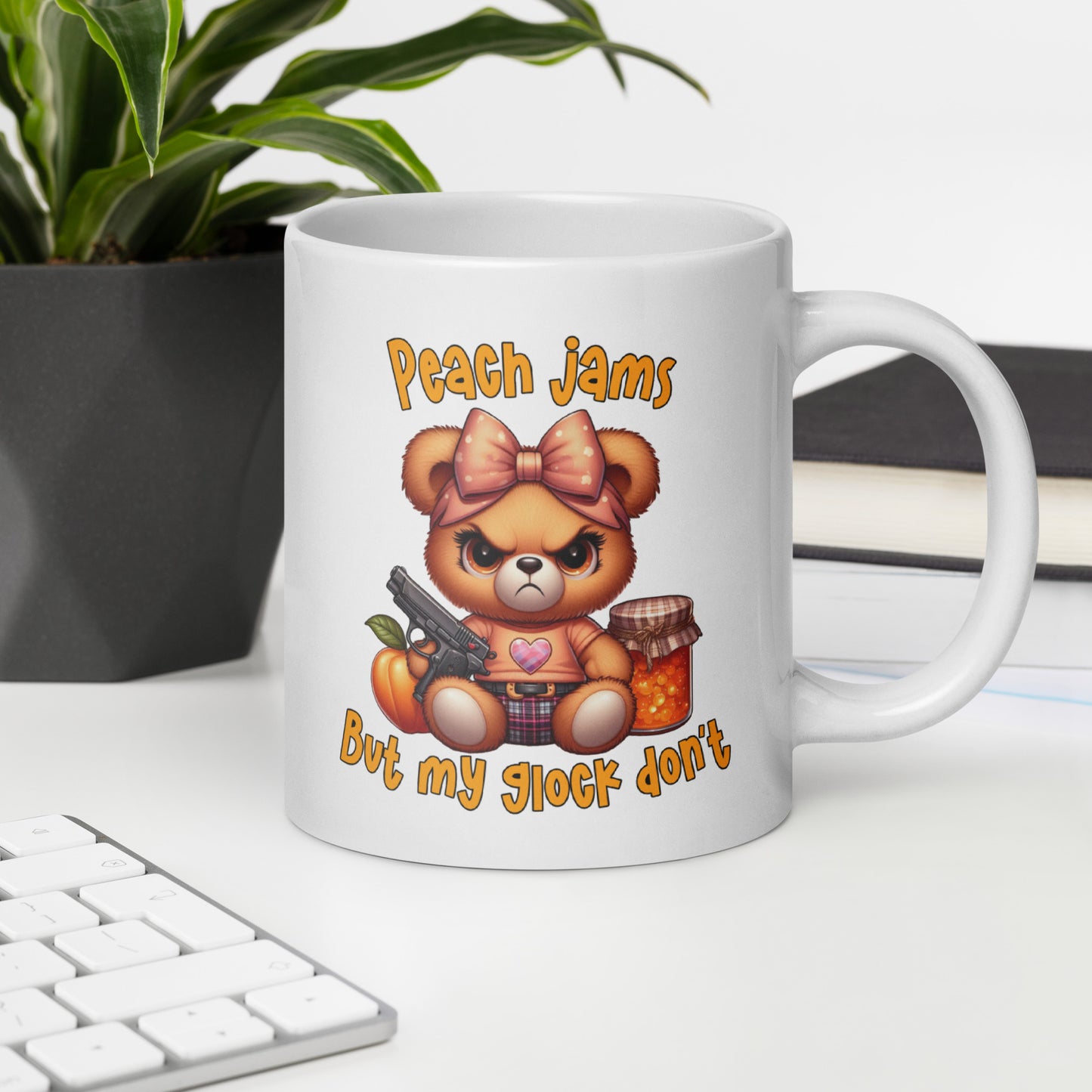 Peach Jams White glossy mug