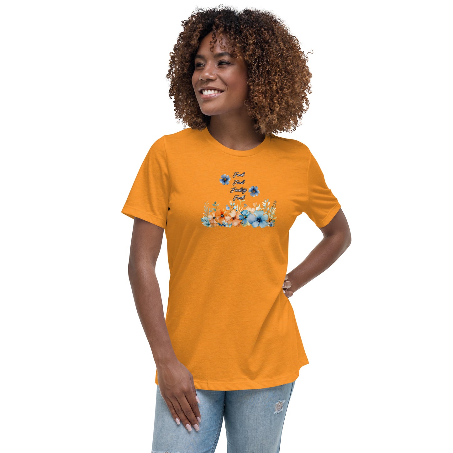 Fuckity Fuck orange and blue floralWomen's Relaxed T-Shirt