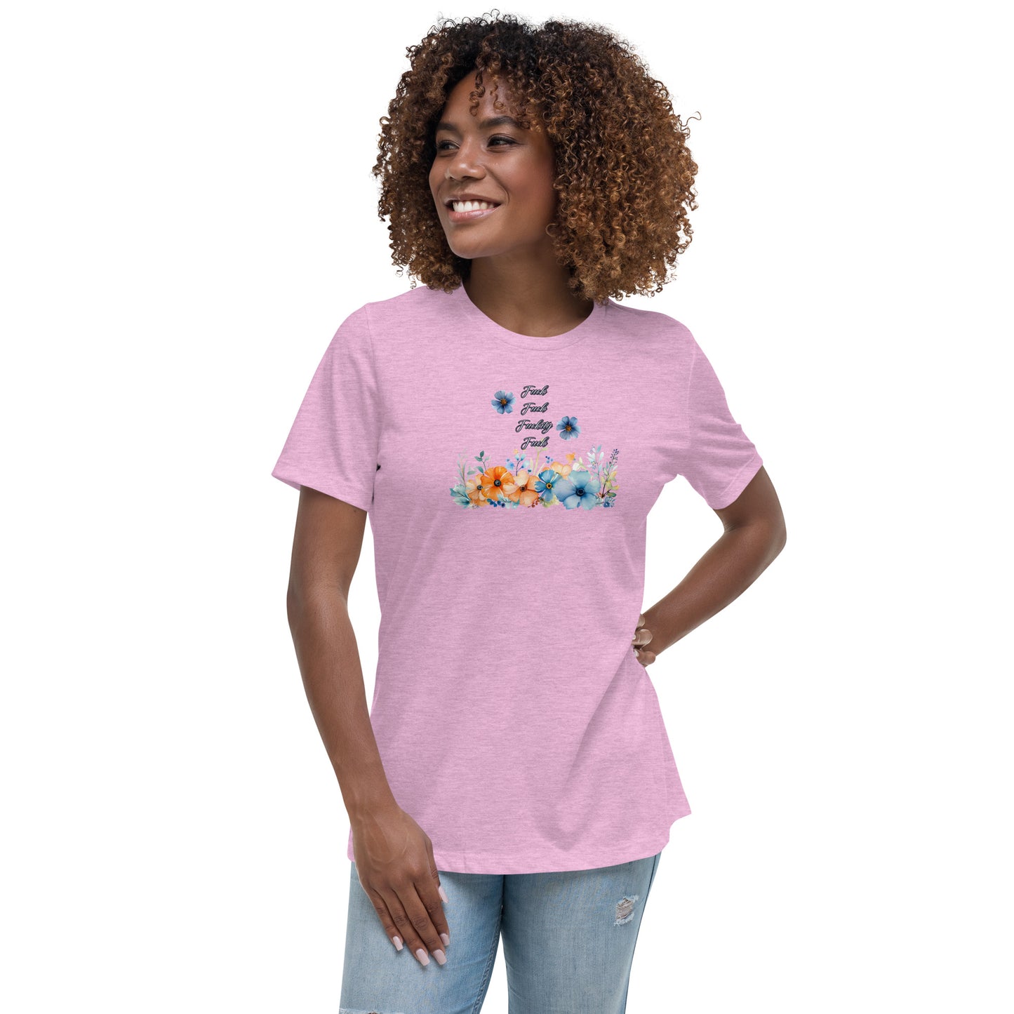 Fuckity Fuck orange and blue floralWomen's Relaxed T-Shirt