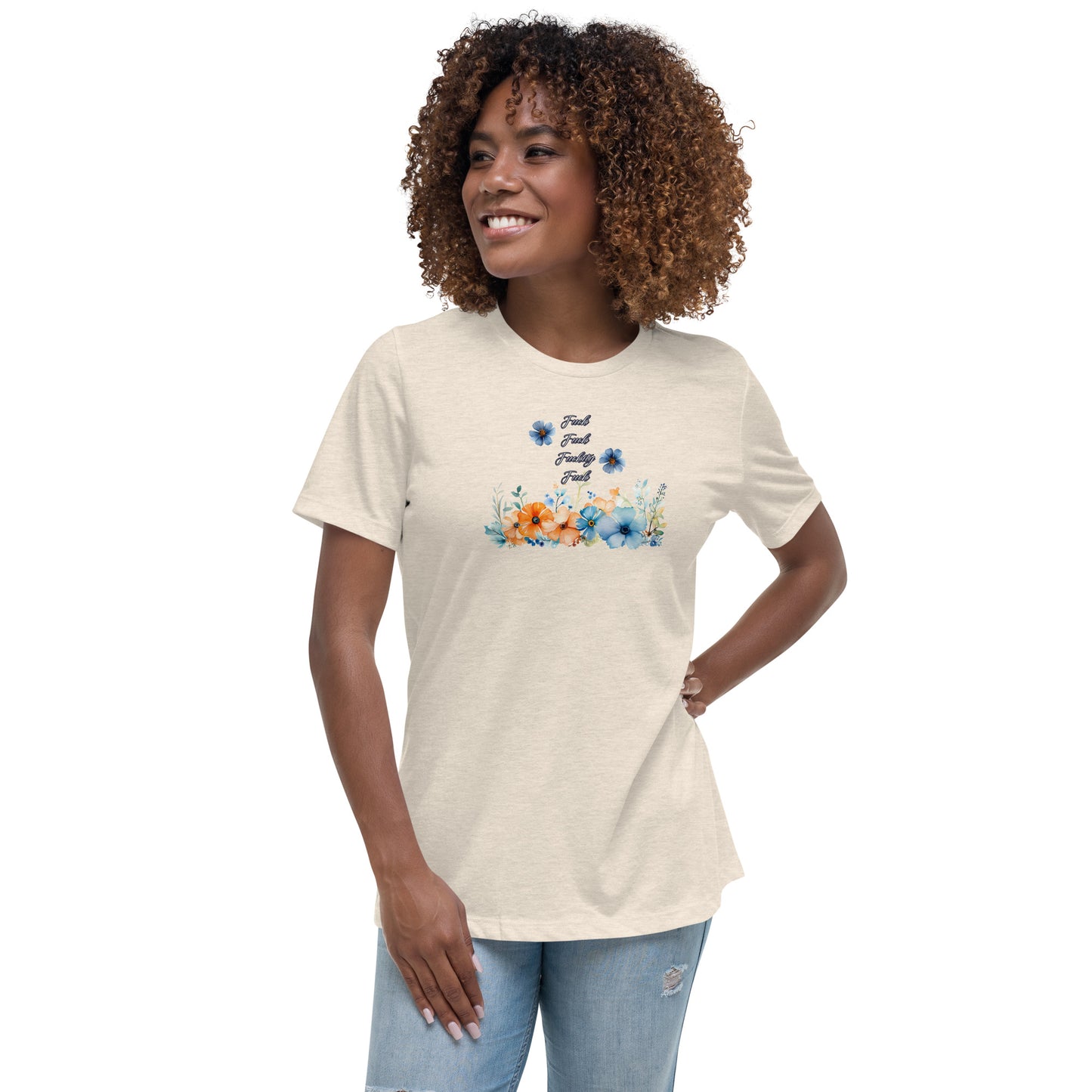 Fuckity Fuck orange and blue floralWomen's Relaxed T-Shirt