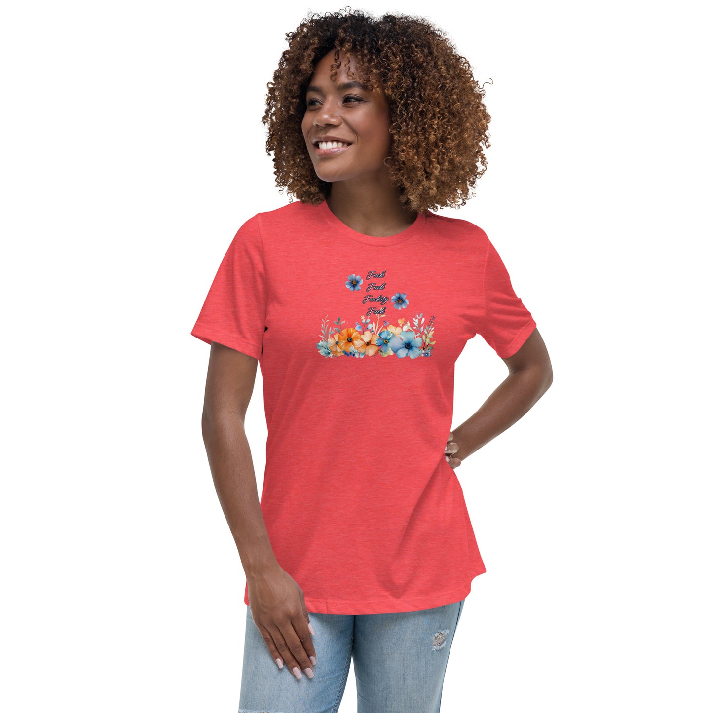 Fuckity Fuck orange and blue floralWomen's Relaxed T-Shirt