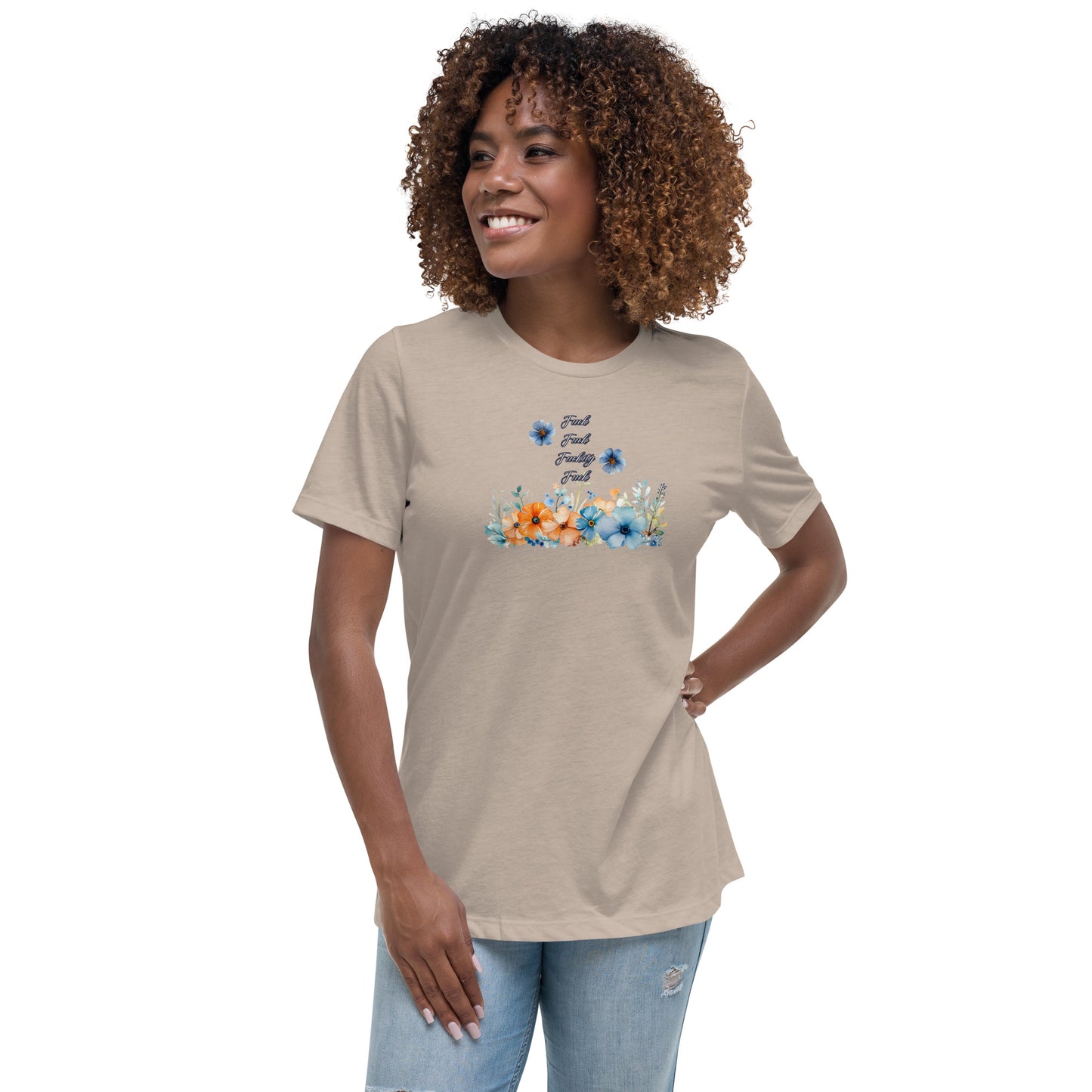 Fuckity Fuck orange and blue floralWomen's Relaxed T-Shirt