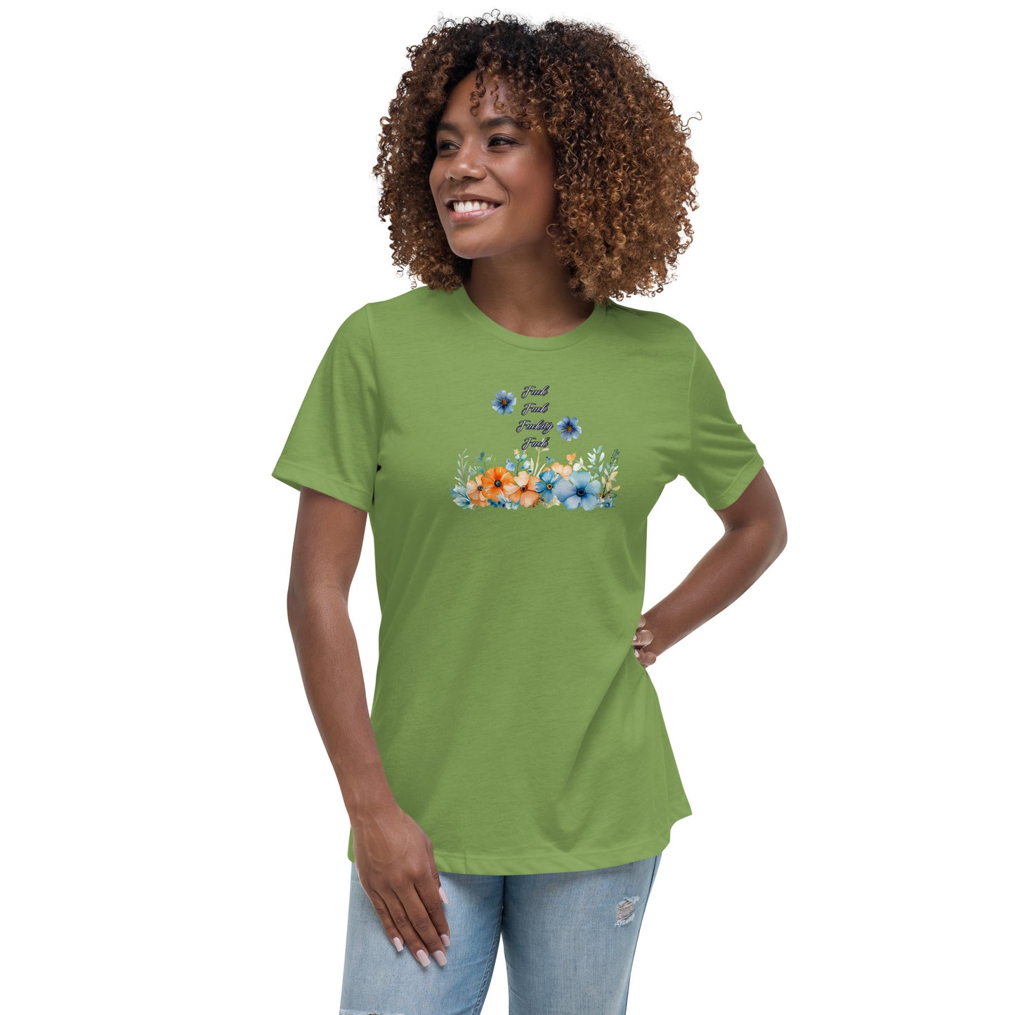 Fuckity Fuck orange and blue floralWomen's Relaxed T-Shirt