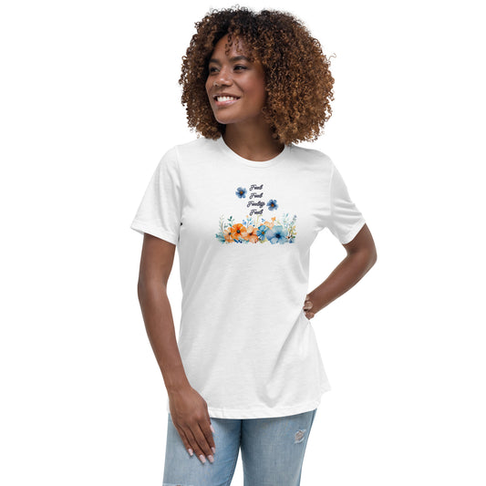 Fuckity Fuck orange and blue floralWomen's Relaxed T-Shirt